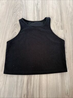 Black Cropped Velvet Tank Top